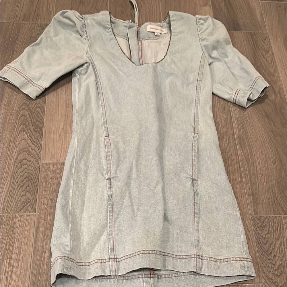 Something Navy Light Blue Denim Dress Size S